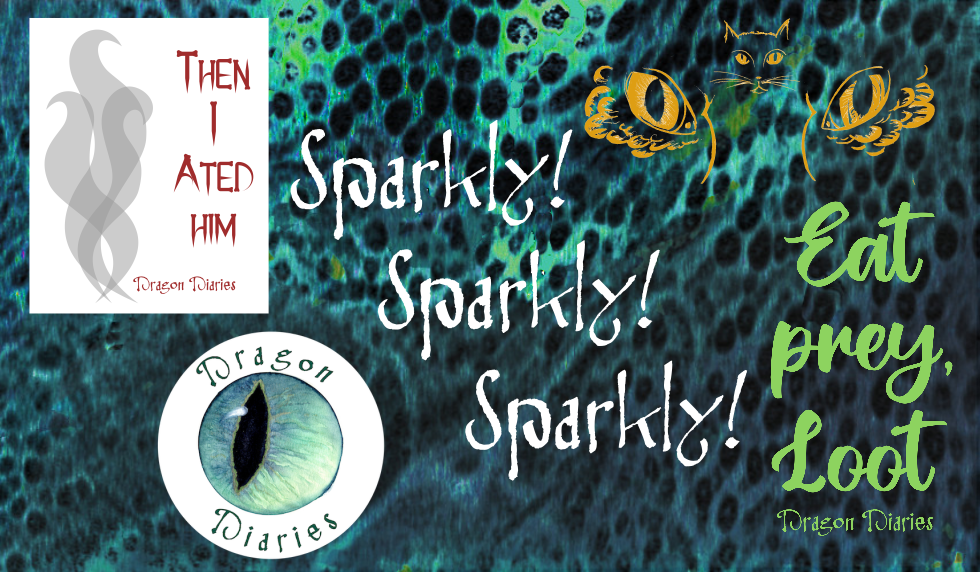 Image of dragon scale with products superimposed and the text, "Sparkly! Sparkly! Sparkly!"